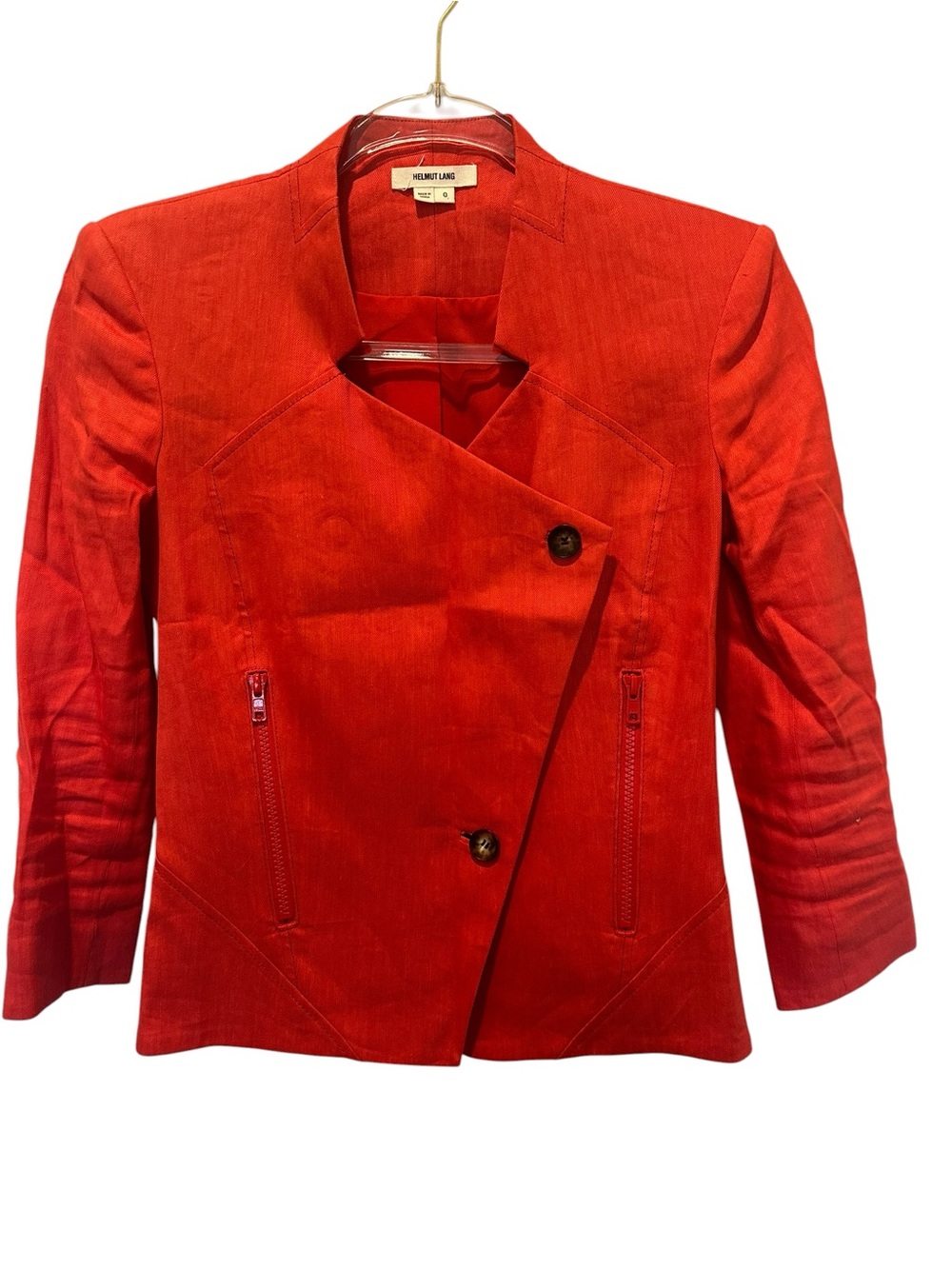Helmut Lang Women's Bright Red Asymmetrical Blazer